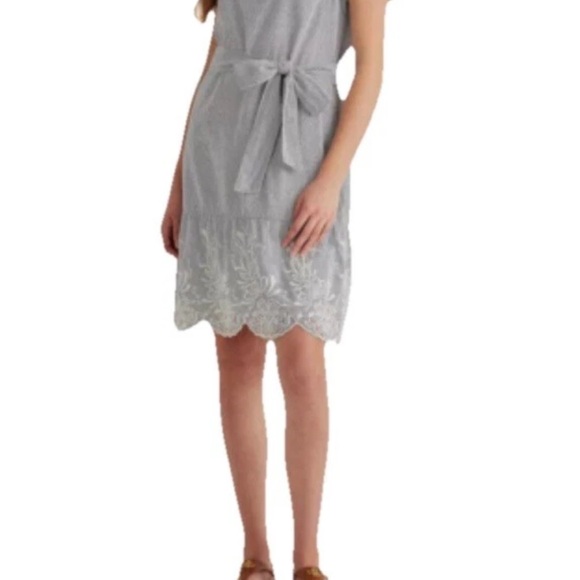 Lauren Ralph Lauren Black Label Eyelet Lace Embroidery Midi Dress 14 - Picture 1 of 16